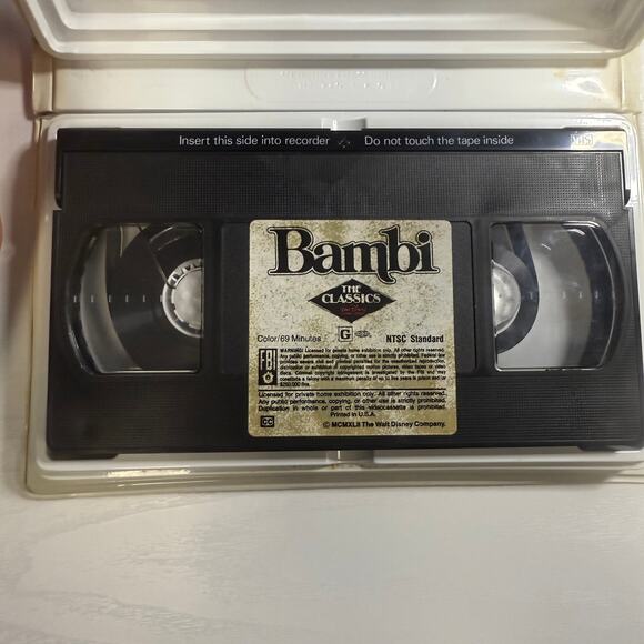 Bambi VHS 1990 Disney Classics White Clamshell • Tested • Vintage Movie - Picture 3 of 3